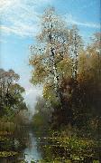 Mauritz Lindstrom Lake Scene in Autumn oil painting artist